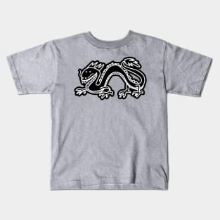 Dragon Black and White Line Art Kids T-Shirt